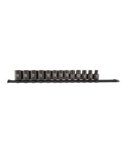 SUN3358A image(1) - SUNEX 3/8" Dr. Metric Impact Socket Set on Rail