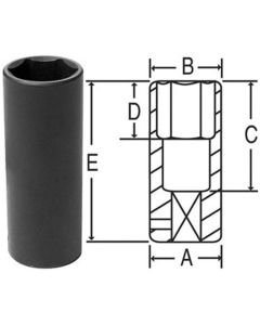 GRE2021MDT image(0) - Grey Pneumatic 1/2" Drive x 21mm Extra-Thin Wall Deep Socket