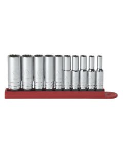 KDT80309D image(0) - GEARWRENCH 10 Piece 1/4 Inch Drive 12 Point Deep SAE Socket Set