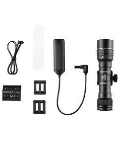 STL89016 image(0) - Streamlight ProTac Rail Mount HP-X Pro USB - System - Includes Jack-Cap Tail Cap Switch, M-LOK Mount, Mounting Hardware, Allen Wrench, Straight Momentary Pressure Switch, (1) SL-B26 Rechargeable Battery Pack, and USB Cord - Box - Black