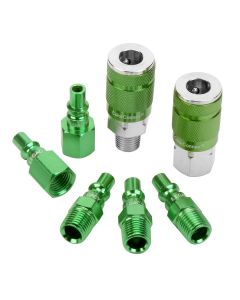 LEGA71457B image(0) - Legacy Manufacturing ColorConnex Coupler and Plug Kit, 7-Piece, Type B, 1/4" Body, 1/4" NPT, Green
