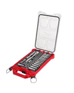 MLW48-22-9482 image(1) - Milwaukee Tool 32pc 3/8" Metric Ratchet and Socket Set with PACKOUT Low-Profile Compact Organizer