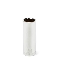 KDT80647 image(0) - GearWrench 1/2 Inch Drive 6 Point Deep Metric Socket 21mm