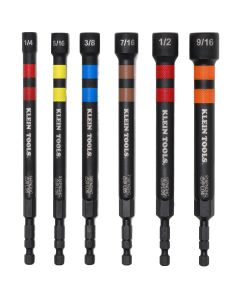 KLE32946S image(0) - Klein Tools Magnetic Power Nut Setters, 4-Inch Shaft, 6-Piece