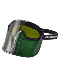 SRW21001 image(0) - Jackson Safety Safety Goggle - GPL500 Premium Series - Shade 3 IR Lens - Anti-Fog - with Flip-Up Detachable Face Shield - Green Body