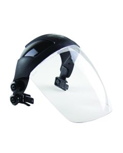 Sellstrom Face Shield - DP4 Series - 9" x 12.125" x 0.060" Window - Clear AF - Universal Hard Hat Slot Adaptor Headgear - with Chin Guard