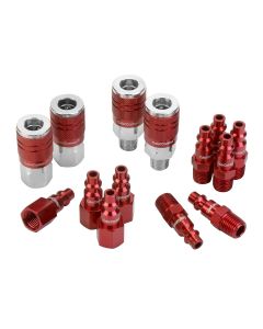 LEGA73458D image(0) - Legacy Manufacturing ColorConnex Coupler and Plug Kit, 14-Piece, Type D, 1/4" Body, 1/4" NPT, Red