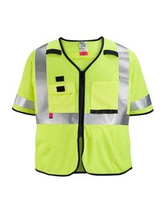MLW48-73-5221 image(0) - Milwaukee Tool AR/FR Cat. 1 Class 3 High Visibility Yellow Mesh Safety Vest - S/M