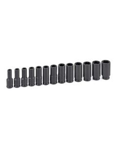 GRE1213MDG image(1) - Grey Pneumatic 3/8" Drive 13 Piece Deep Metric Magnetic Impact Set