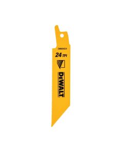 DWTDW4812 image(0) - DEWALT Reciprocating Saw Blades, Straight Back, 4-Inch, 24 Tpi, 5-Pack