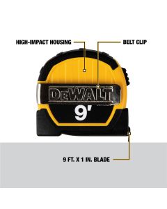 DWTDWHT33028M image(0) - DEWALT 9 Ft. Magnetic Pocket Tape Measure