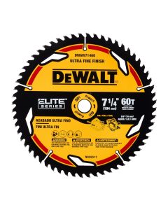 DWTDWAW71460 image(0) - DEWALT ELITE SERIES 7-1/4 In Carbide Circular Saw Blade 60 Tooth with 5/8 in Arbor (1 Pack)