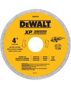 DWTDW4729 image(0) - DEWALT 4-Inch Continuous Rim Diamond Saw Blade With 7/8-Inch Arbor For Tile