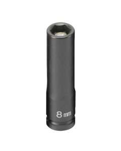 GRE908MDG image(0) - Grey Pneumatic 1/4" Drive x 8mm Magnetic Deep Socket