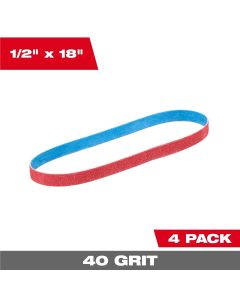 MLW48-80-9040 image(0) - Milwaukee Tool 1/2 Inch x 18 Inch 40 Grit Bandfile Belts &hyphen; 4 pack