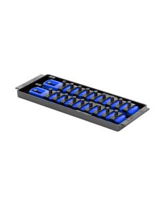 ERN8555 image(0) - Ernst Mfg. 2 Rail Universal Twist Lock Socket Tray 8", Blue, with 18) 1/4" Socket Clips