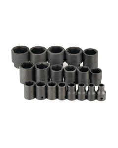 S K Hand Tools SOCKET SET IMPACT 1/2IN. DRIVE 19PC SAE STD 6 PT