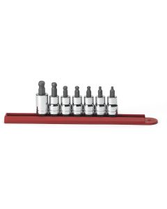 KDT80586 image(0) - GEARWRENCH 7 Piece 3/8 Inch Drive Ball End Hex Bit SAE Socket Set