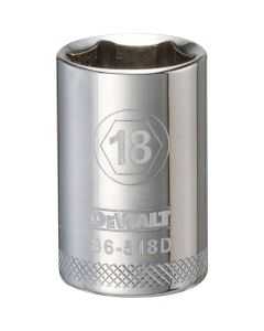DWTDWMT86518OSP image(0) - DEWALT 6 Point 1/2'' Drive Socket 18Mm