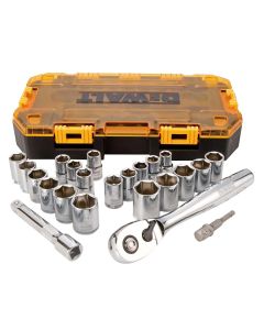 DWTDWMT73813 image(1) - DEWALT Drive Socket Set, SAE/Metric, 1/2-Inch, 23-Piece