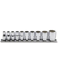 KKNRSAS2405A-10 image(0) - Ko-ken USA RSAS2405A/10 1/4 Square Drive Socket Set 3/16-9/16 12 Point 150 mm Aerospace 10 pieces