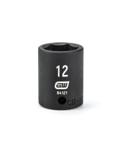 KDT84121 image(0) - GEARWRENCH 1/4 Inch Drive 6 Point Standard Impact Metric Socket 12mm