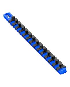 Ernst Mfg. 13 Inch Socket Organizer w/Twist Lock Clips - Blue-3/8 Inch