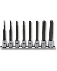 KKNRS3010M-8-L100 image(0) - Ko-ken USA RS3010M/8-L100 3/8 Sq. Dr. Bit Socket set  3mm-12mm Hex 200mm  8 pieces