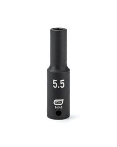 KDT84140 image(0) - GEARWRENCH 1/4 Inch Drive 6 Point Deep Impact Metric Socket 5.5mm