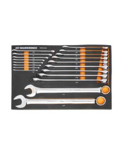 KDTGWMSCWL12SAE image(0) - GEARWRENCH 19 Piece 12 Point Long Pattern Combination SAE Wrench Set in Foam Storage Tray