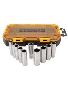 DWTDWMT73815 image(0) - DEWALT Drive Socket Set, Metric, 1/2-Inch Drive, 10-Piece