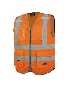 SRWV1024850U-S image(0) - Pioneer Mesh 9-Pocket Safety Vest  - Color:  Hi-Vis Orange  - Size: S