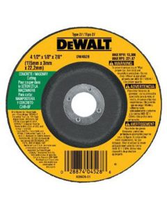 DWTDW4528 image(0) - DeWalt HP 4-1/2-in. x 1/8-in. x 7/8-in. T27 Silicon Carbide Grinding Wheel for Concrete & Masonry