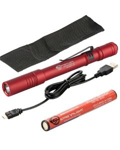 STL66137 image(0) - Streamlight Stylus Pro USB with USB Cord, Nylon Holster - Red with White LED