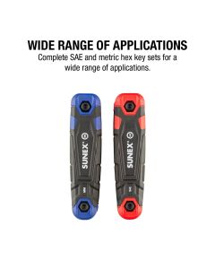 SUN98517F image(0) - SUNEX SAE/Metric/ 17 Piece Folding Hex Key Set, 1.5mm-8mm, 5/64"-1/4"