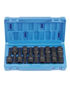 GRE1498MH image(1) - Grey Pneumatic 1/2" Drive 10 Piece Metric Hex Driver Set