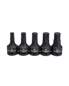 KDT84968-06 image(0) - GearWrench 5 Piece 3/4 Inch Drive Metric Impact Hex Bit Socket Set with Blow Mold Case