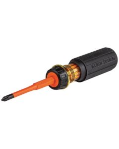 KLE32293 image(0) - Klein Tools Flip-Blade Insulated Screwdriver, 2-in1, Ph Bit #2, Sl Bit 1/4-Inch