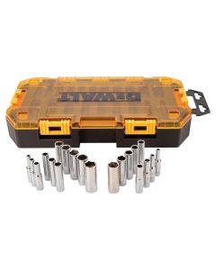DWTDWMT73811 image(0) - DEWALT 20 Piece 1/4 in Drive Deep Combination Socket Set