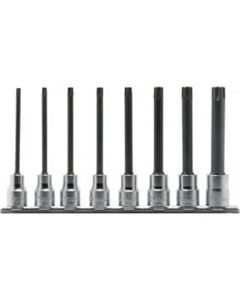KKNRS3025-8-L100R image(0) - Ko-ken USA RS3025/8-L100R 3/8 Sq. Dr. 8 Piece Round Shank TORX&Acirc;&reg; Bit Socket set T20-T55