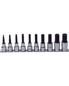 KKNRS4010A-10-L60 image(0) - Ko-ken USA RS4010A/10-L60 10 Piece 1/2 Sq. Dr. 60mm Hex Bit Socket Set