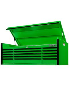 EXTEX7215CHQGNBK image(0) - Extreme Tools EXQ Series 72in W x 31in D 15-Drawer Triple Bank Pro Top Chest Green with Black Drawer Pulls