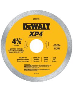 DWTDW4738 image(0) - DEWALT 4" x .060" Porcelain Tile Blade Wet/Dry