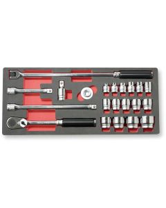 KKN4285Z image(0) - Ko-ken USA 4285Z 1/2 Sq. Dr. 21 Piece Z-Series 6-Point Metric Socket set  8-32mm