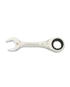 KDT86847 image(0) - GEARWRENCH 17mm 90-Tooth 12 Point Stubby Combination Ratcheting Wrench