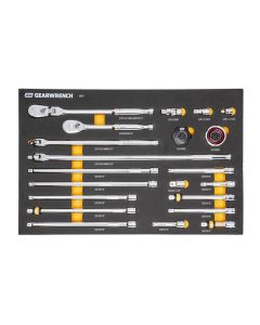 KDT86521 image(0) - GEARWRENCH 21 Piece 3/8" 90-Tooth Ratchet & Drive Tool Set with Foam Storage Tray