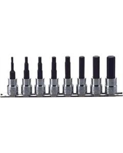 KKNRS3010M-8-L62 image(0) - Ko-ken USA RS3010M/8-L62 3/8 Sq. Dr. Bit Socket set  3mm-12mm Hex 200mm  8 pieces