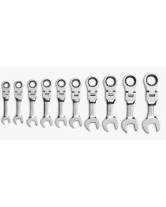 KDT9550 image(0) - GEARWRENCH 10 Piece 72-Tooth 12 Point Stubby Flex Head Ratcheting Combination Metric Wrench Set