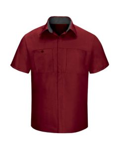 VFISY42FC-SS-3XL image(0) - Workwear Outfitters Men's Short Sleeve Perform Plus Shop Shirt w/ Oilblok Tech Red/Charcoal, 3XL
