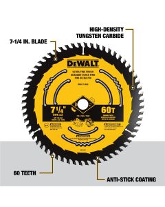 DWTDWA171460B10 image(0) - DEWALT 7-1/4 In Carbide Circular Saw Blade 60 Tooth with 5/8 in Arbor (10 Pack)